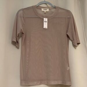 Anthropologie Tan Short Sleeve Tee Small